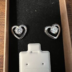 Moissanite Elegant Sterling Silver Heart Stud Screwback Earrings